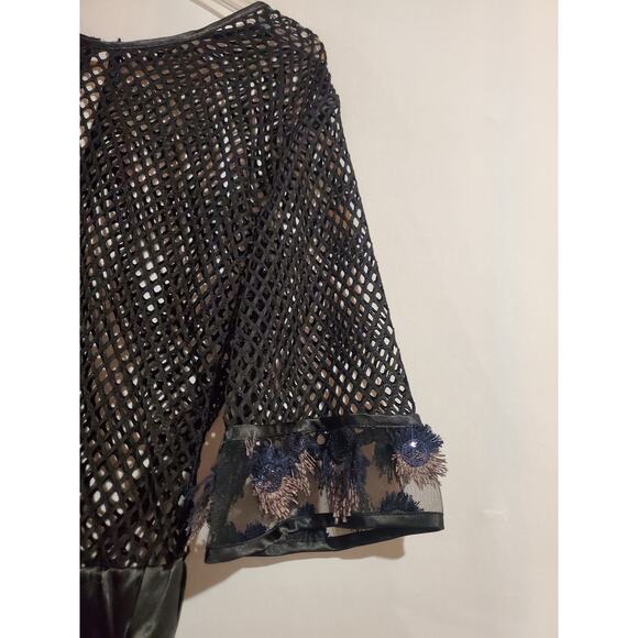 CQ by CQ Sheer Mesh Sequin Embellished 1/2 Sleeve Romper Womens Sz S Party Club - Picture 4 of 11